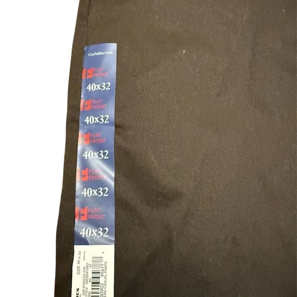 Croft & Barrow Men's Beige Chino Pants Flat Front Size 40x32